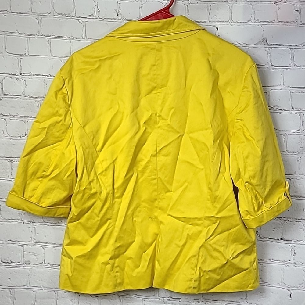 Spiegel Vintage Bright Lemon Yellow Short Sleeve Blazer Fitted Jacket Medium - Picture 7 of 8